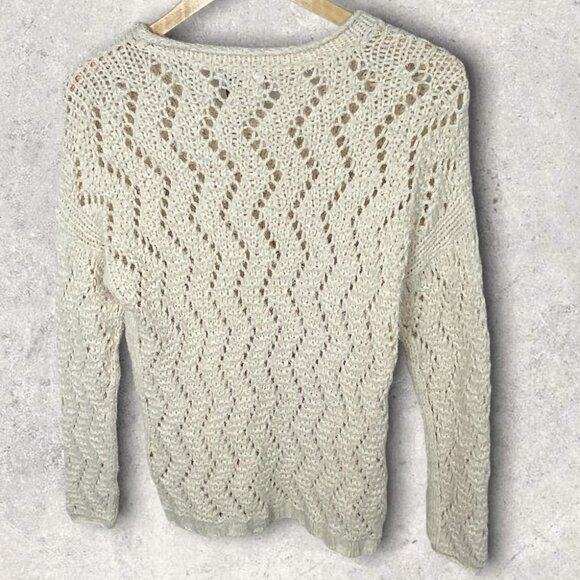 Anthropologie Akemi + Kin Sable Pointelle Sweater Bohemian Knit Size XS Pullover - Picture 5 of 11